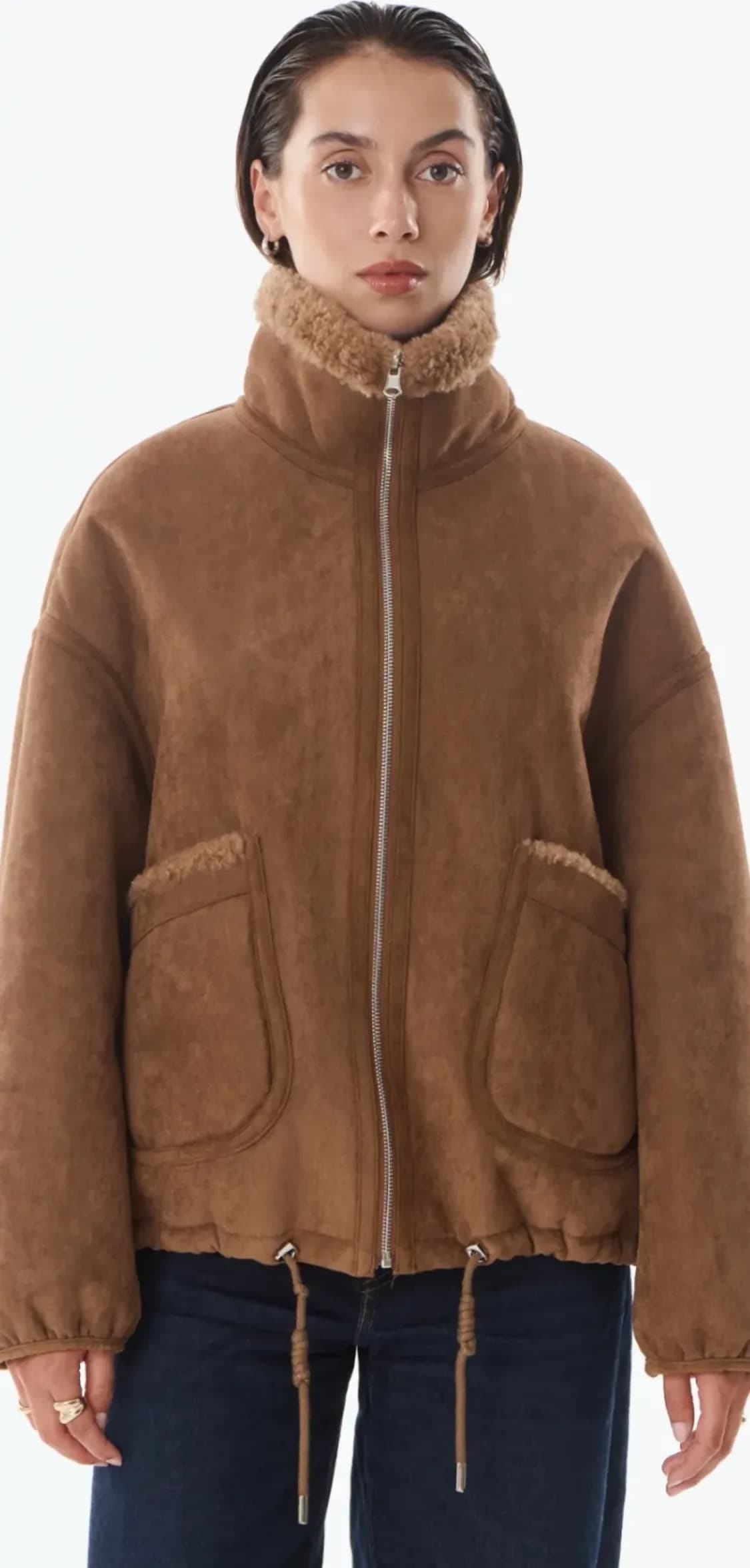Veste réversible Caudalie en polyester camel, de face