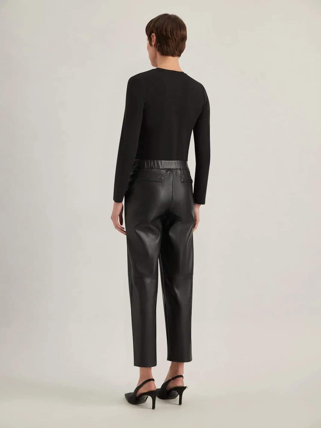 Pantalon droit effet cuir, vue 4