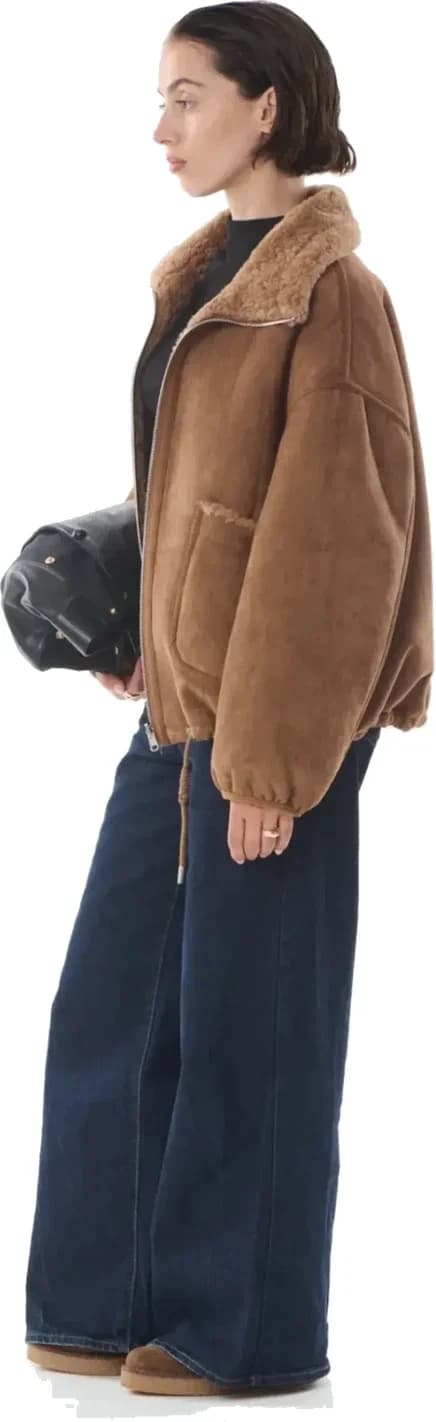Veste réversible camel en fausse fourrure, vue 5