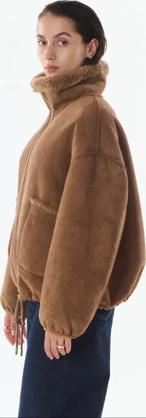 Veste réversible camel en fausse fourrure, vue 6